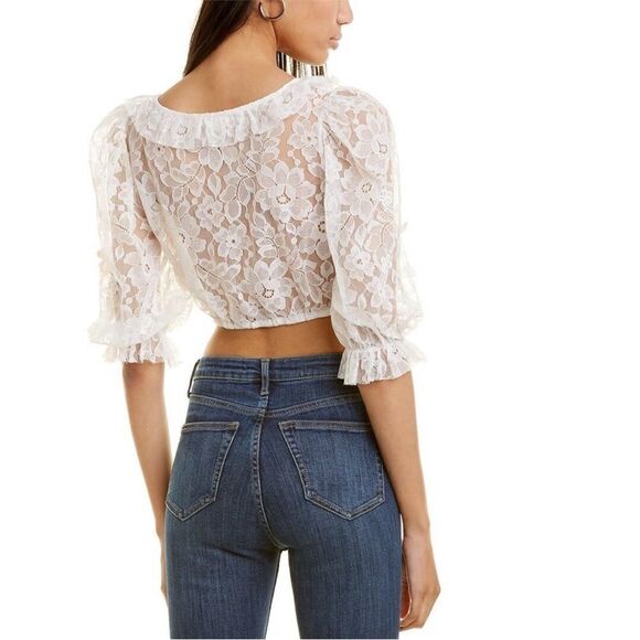 NWT For Love and Lemons Loretta Cropped Blouse - Picture 2 of 8